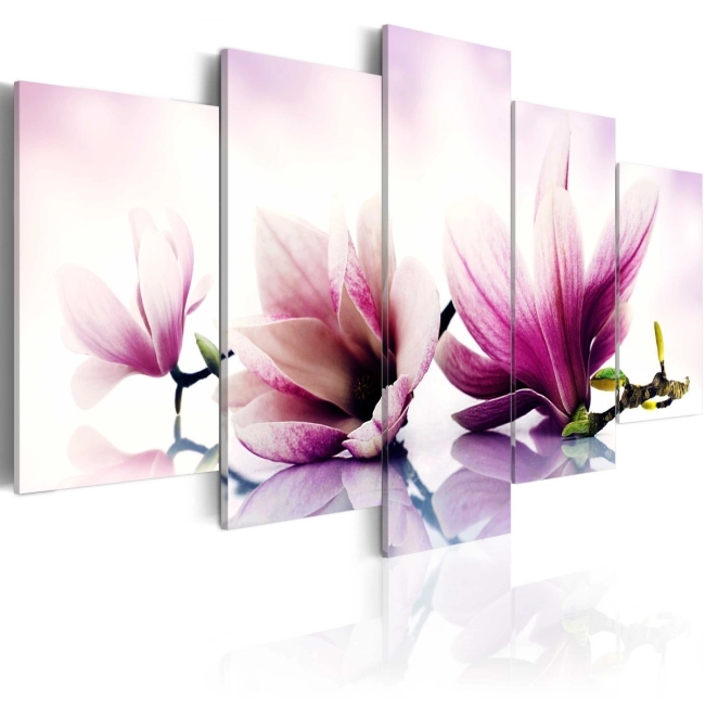 Obraz - Różowe kwiaty: magnolie OBRAZ NA PŁÓTNIE WŁOSKIM