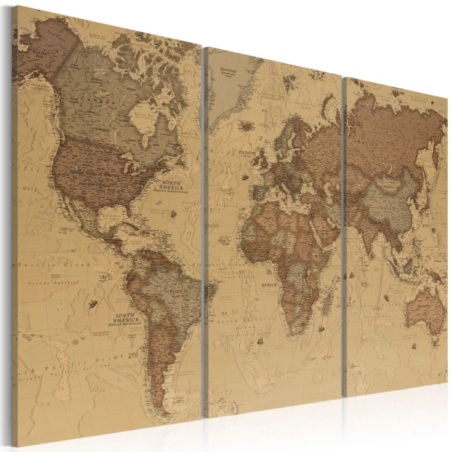 Obraz - Stylowa mapa świata OBRAZ NA PŁÓTNIE WŁOSKIM