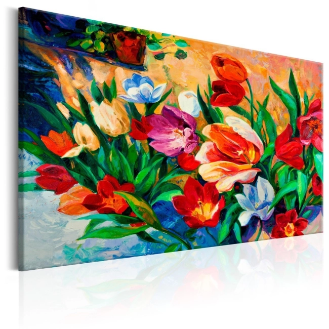 Obraz - Sztuka kolorów: Tulipany OBRAZ NA PŁÓTNIE WŁOSKIM