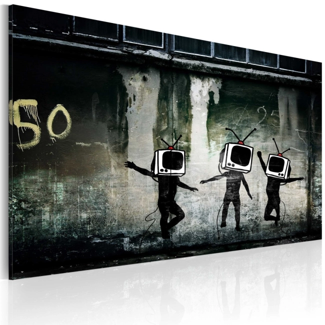 Obraz - Taniec telewizyjnych głów (Banksy) OBRAZ NA PŁÓTNIE WŁOSKIM