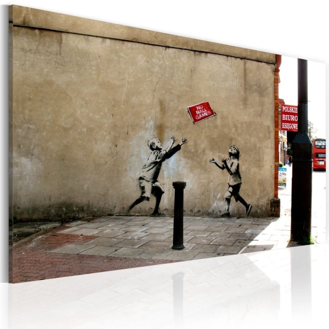 Obraz - Zakaz gry w piłkę (Banksy) OBRAZ NA PŁÓTNIE WŁOSKIM