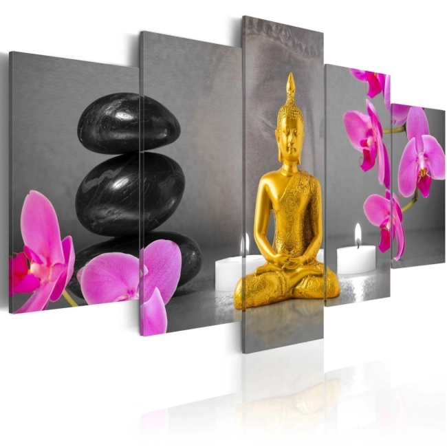 Obraz - Zen: złoty Budda OBRAZ NA PŁÓTNIE WŁOSKIM