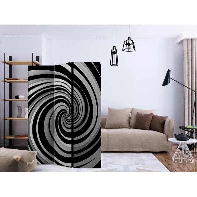 Parawan 3-częściowy - Black and white swirl [Room Dividers]