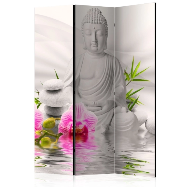 Parawan 3-częściowy - Budda i orchidee [Room Dividers]