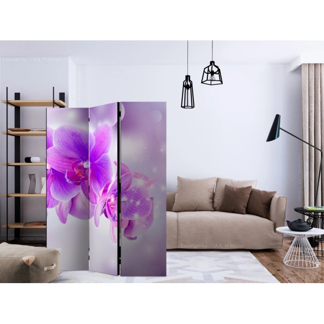 Parawan 3-częściowy - Fioletowe orchidee [Room Dividers]