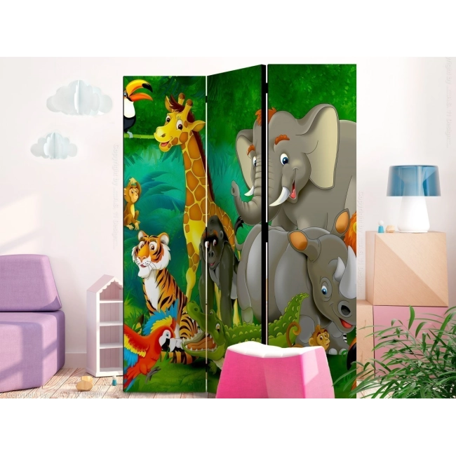 Parawan 3-częściowy - Kolorowe safari [Room Dividers]