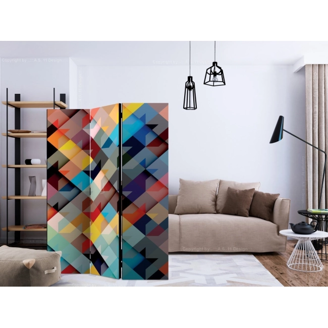 Parawan 3-częściowy - Kolorowy patchwork [Room Dividers]