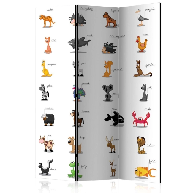 Parawan 3-częściowy - Learning by playing (animals) [Room Dividers]