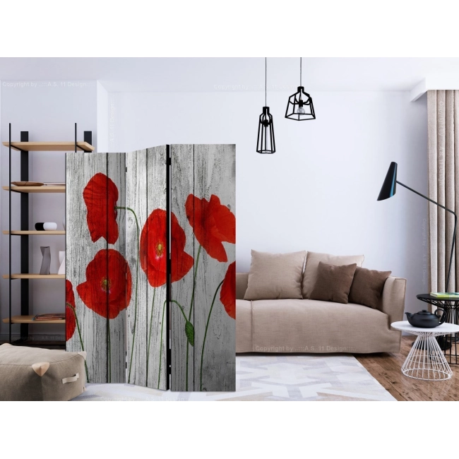 Parawan 3-częściowy - Opowieść czerwonych maków [Room Dividers]