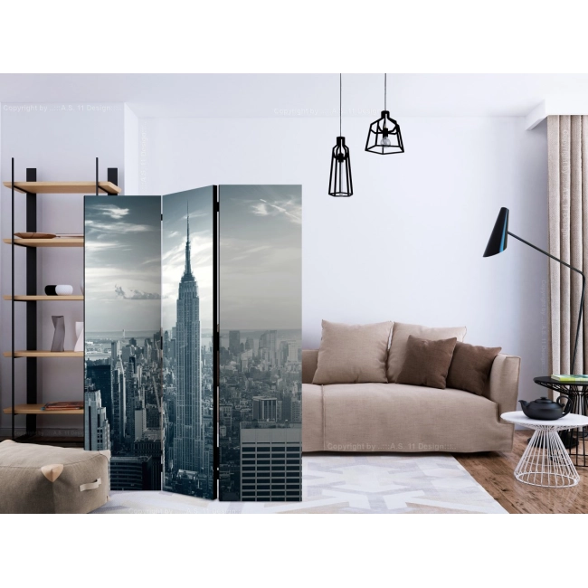 Parawan 3-częściowy - Widok na nowojorski Manhattan o świcie [Room Dividers]