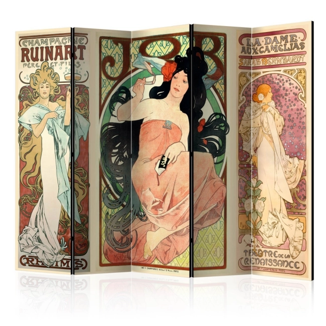 Parawan do zasłaniania dekoracyjny Alphonse Mucha. Kobiety