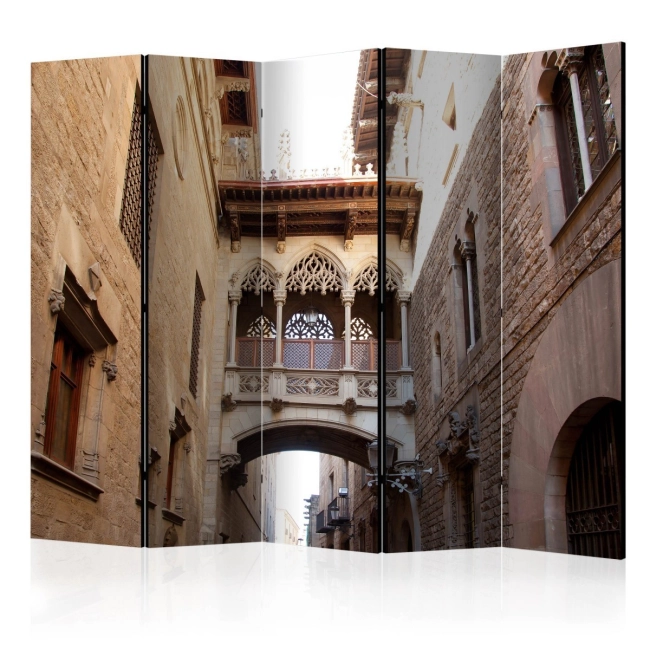 Parawan 5-częściowy - Barcelona Palau generalitat in gothic Barrio II [Room Dividers]