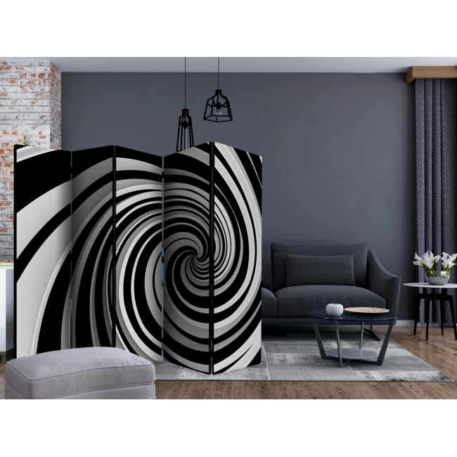 Parawan 5-częściowy - Black and white swirl II [Room Dividers]