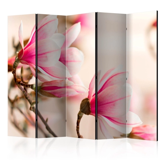 Parawan 5-częściowy - Branch of magnolia tree II [Room Dividers]