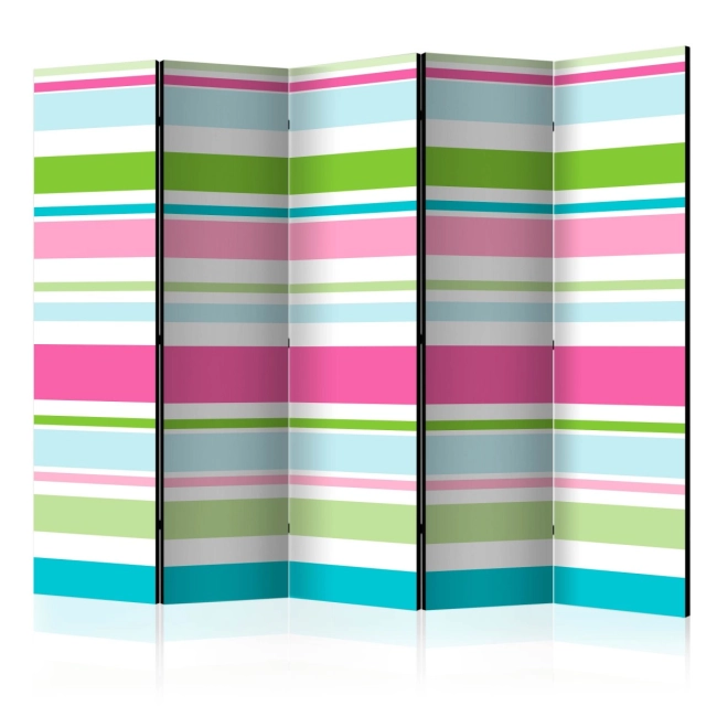 Parawan 5-częściowy - Bright stripes [Room Dividers]