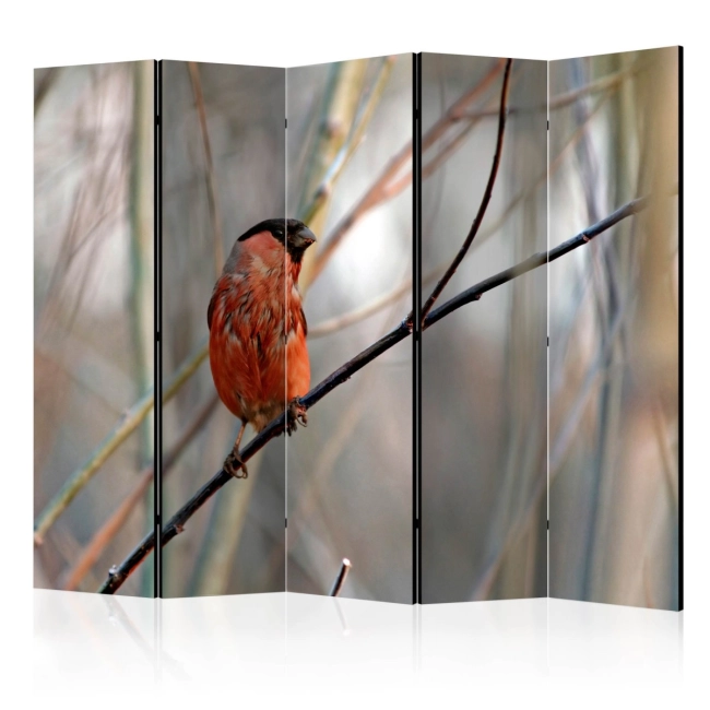 Parawan 5-częściowy - Bullfinch in the forest II [Room Dividers]