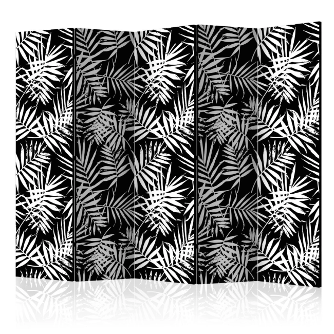 Parawan 5-częściowy - Czarno-biała dżungla [Room Dividers]
