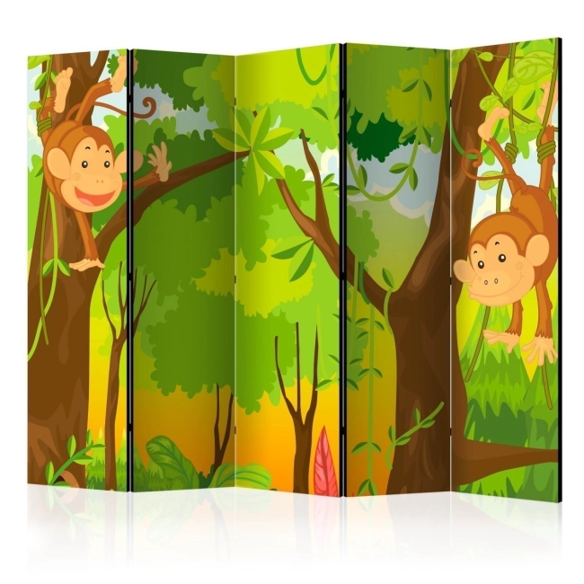 Parawan 5-częściowy - Dżungla - małpy II [Room Dividers]