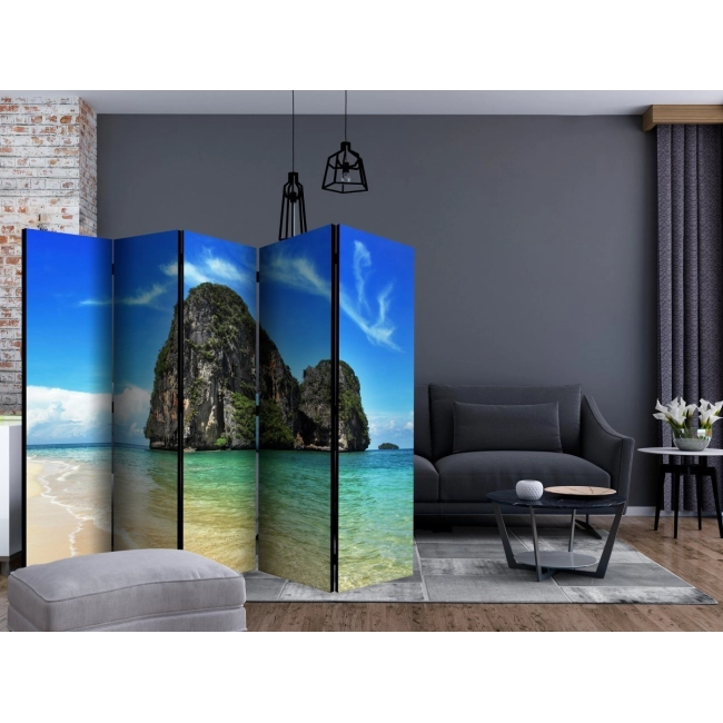 Parawan 5-częściowy - Egzotyczny krajobraz - plaża Railay, Tajlandia II [Room Dividers]