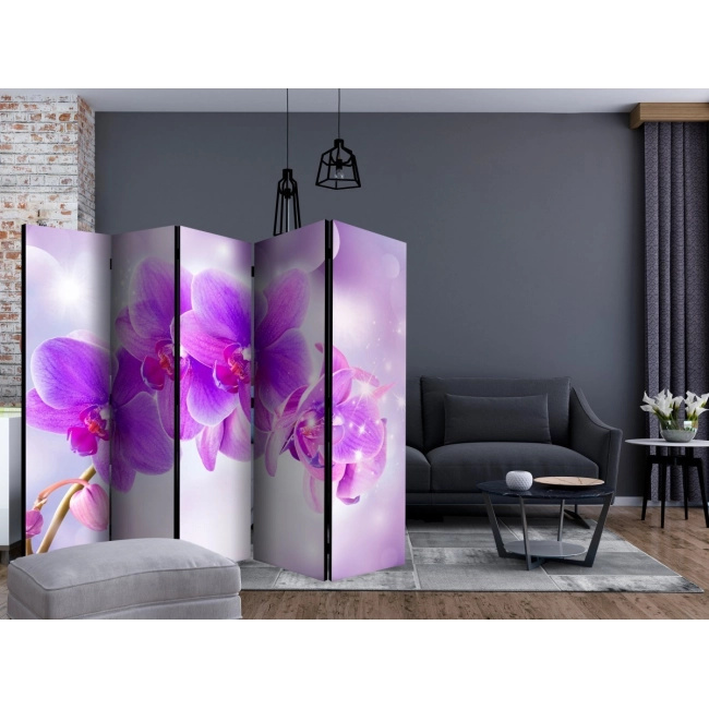 Parawan 5-częściowy - Fioletowe orchidee II [Room Dividers]