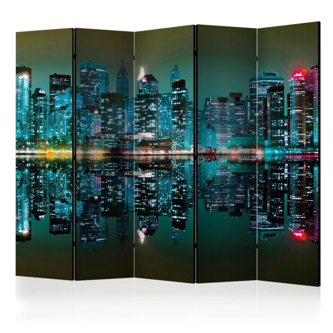 Parawan 5-częściowy - Gold reflections - NYC II [Room Dividers]