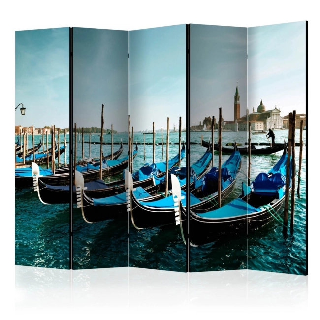 Parawan 5-częściowy - Gondole na Canal Grande, Wenecja [Room Dividers]