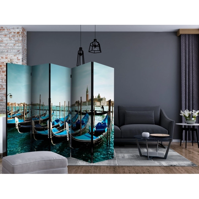 Parawan 5-częściowy - Gondole na Canal Grande, Wenecja [Room Dividers]