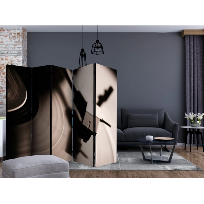 Parawan 5-częściowy - Gramofon i płyta winylowa II [Room Dividers]