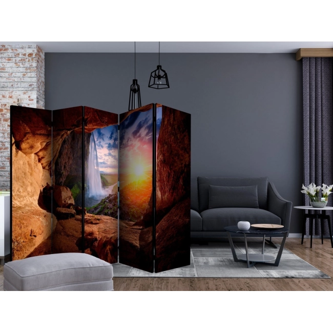 Parawan 5-częściowy - Jaskinia: Wodospad Seljalandsfoss II [Room Dividers]