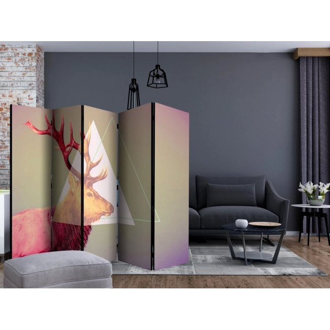 Parawan 5-częściowy - jeleń (motyw graficzny) II [Room Dividers]