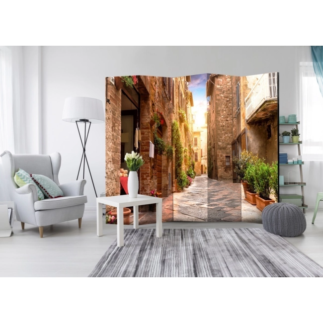 Parawan 5-częściowy - Kolorowa uliczka w Toskanii II [Room Dividers]