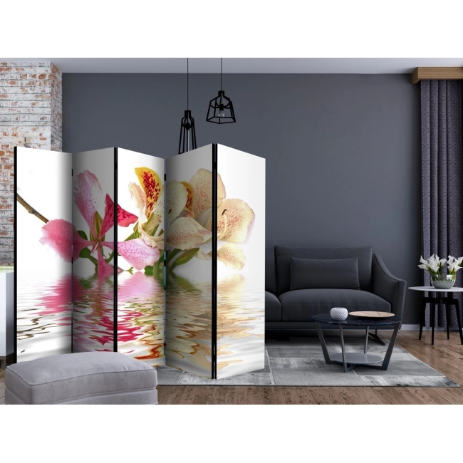 Parawan 5-częściowy - Kwiaty tropikalne - drzewo storczykowe (bauhinia) II [Room Dividers]