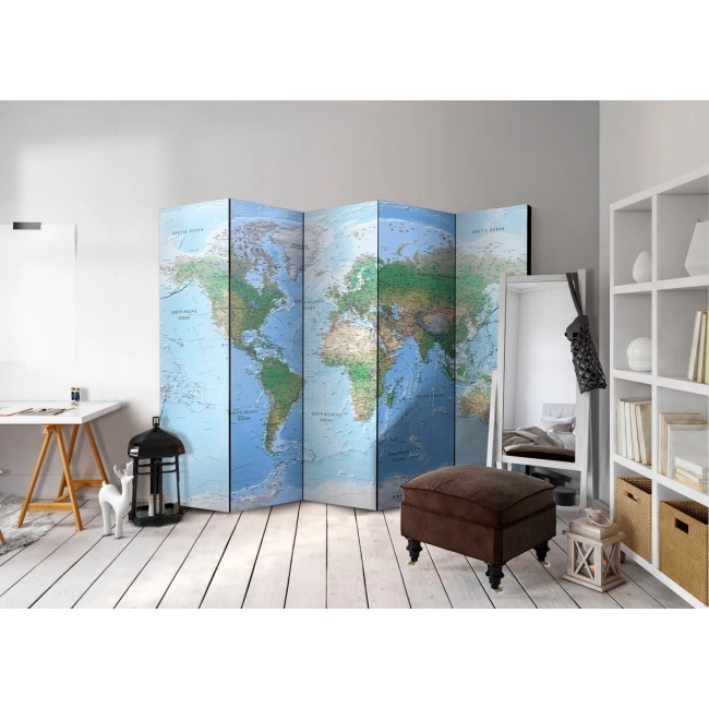Parawan 5-częściowy - Mapa świata [Room Dividers]