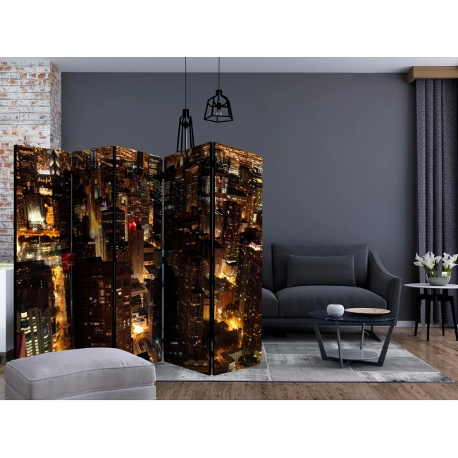 Parawan 5-częściowy - Miasto nocą - Chicago, USA II [Room Dividers]