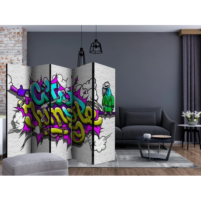 Parawan 5-częściowy - Miejska dżungla - graffiti II [Room Dividers]