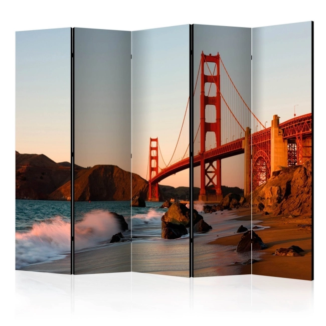 Parawan 5-częściowy - Most Golden Gate - zachód słońca, San Francisco II [Room Dividers]