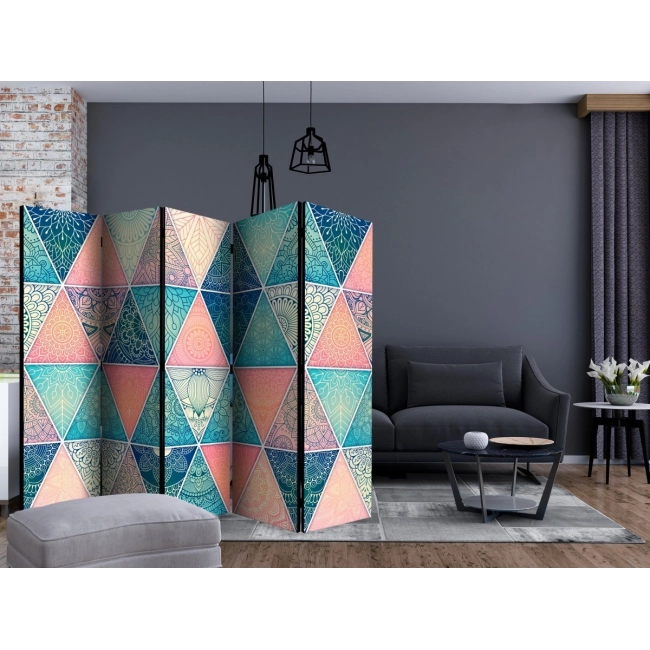 Parawan 5-częściowy - Orientalne trójkąty [Room Dividers]