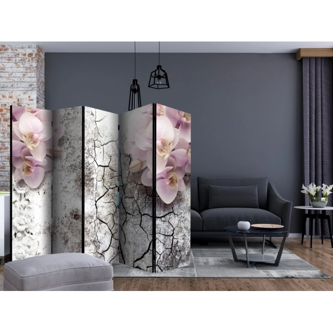 Parawan 5-częściowy - Pąsowe orchidee II [Room Dividers]