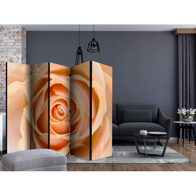 Parawan 5-częściowy - Peach-colored rose II [Room Dividers]