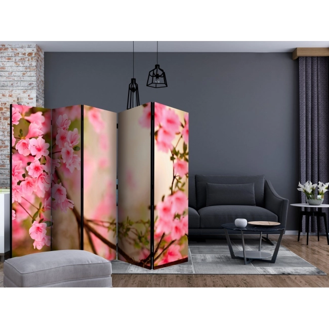 Parawan 5-częściowy - Pink azalea II [Room Dividers]