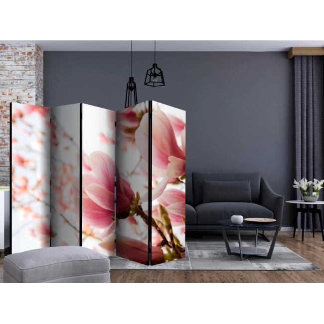 Parawan 5-częściowy - Różowa magnolia II [Room Dividers]