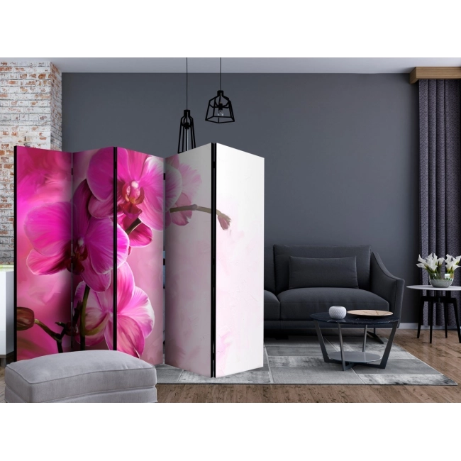 Parawan 5-częściowy - Różowa orchidea II [Room Dividers]