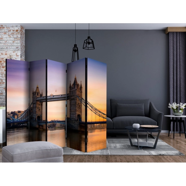 Parawan 5-częściowy - Świt ponad Tower Bridge II [Room Dividers]