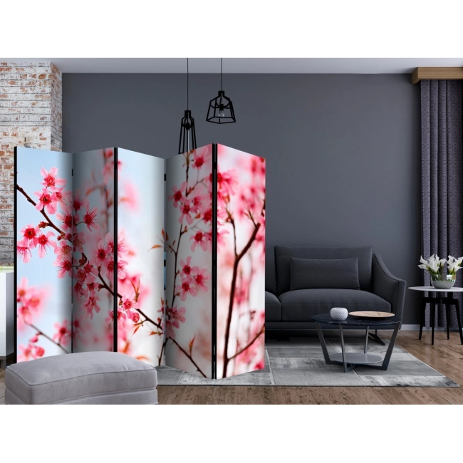 Parawan 5-częściowy - Symbol Japonii - kwiaty wiśni sakura II [Room Dividers]