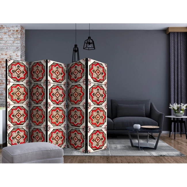 Parawan 5-częściowy - Taniec czerwonych linii II [Room Dividers]