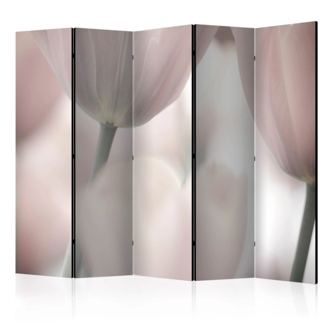 Parawan 5-częściowy - Tulips fine art - black and white II [Room Dividers]