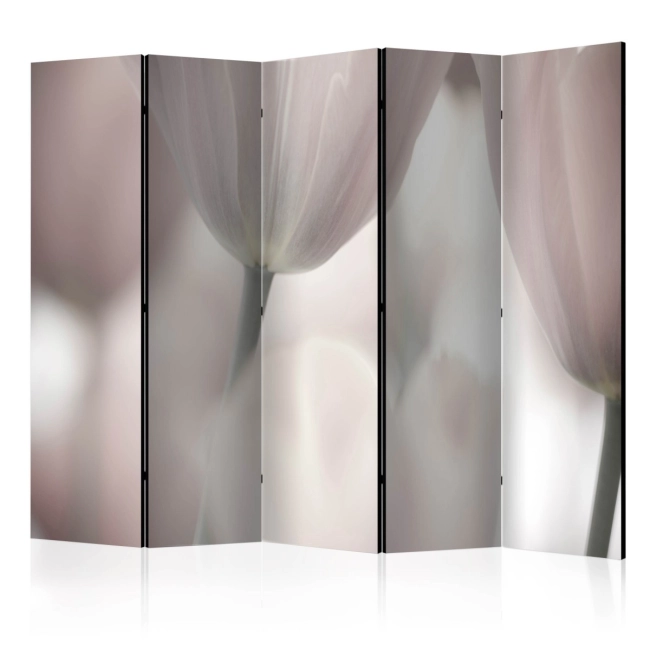 Parawan 5-częściowy - Tulips fine art - black and white [Room Dividers]