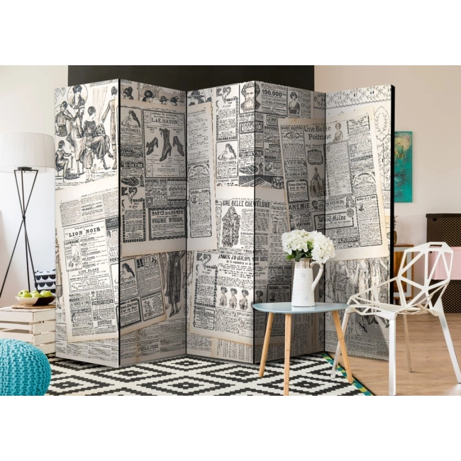 Parawan 5-częściowy - Vintage Newspapers II [Room Dividers]