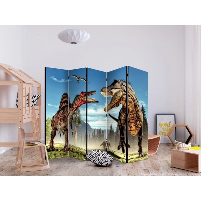 Parawan 5-częściowy - Walka dinozaurów II [Room Dividers]