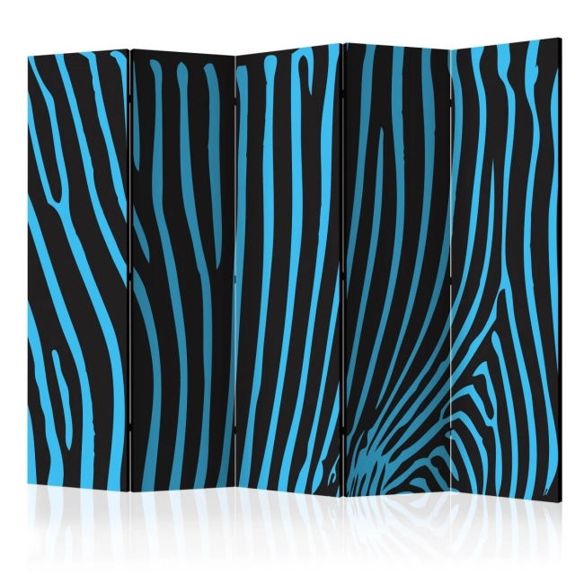 Parawan 5-częściowy - Zebra pattern (turkus) [Room Dividers]